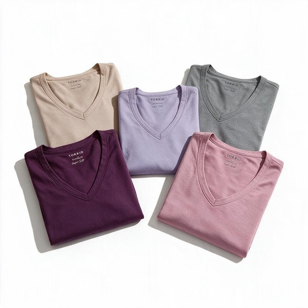 Torrid Classic Fit V-Neck T-Shirt Bundle 2 Multicolor Short Sleeve Cotton Blend